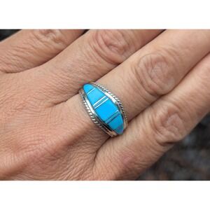 Navajo Ring Turquoise‎ Handcrafted Native American Jewelry Womens Sz 9US **